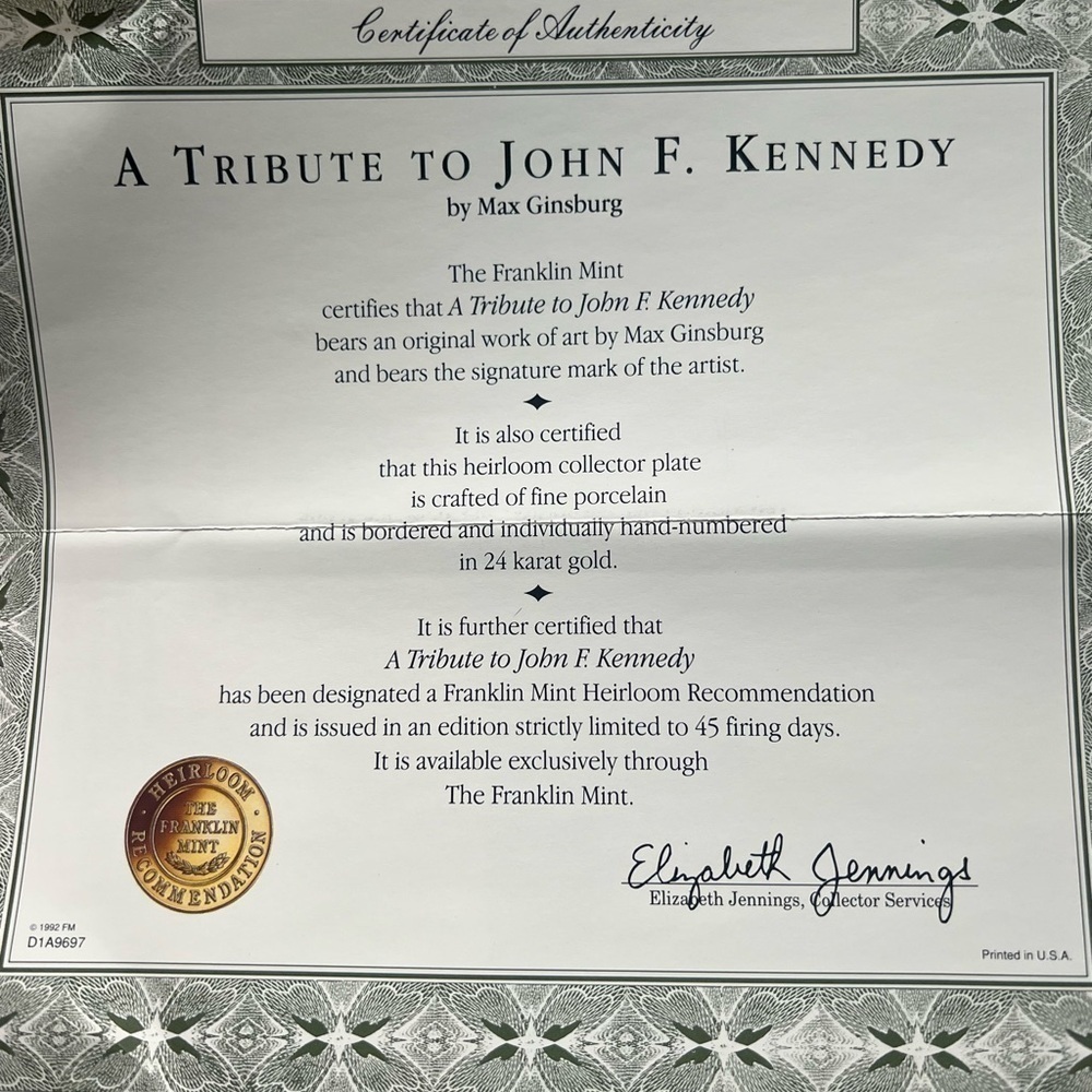 6 Franklin Mint JFK Plates - Picture 15 of 15